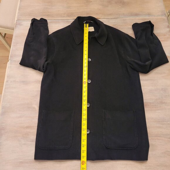 Pronto Uomo Womens Collared Long Sleeve Button Pea Coat Black Sz Medium - Picture 9 of 13